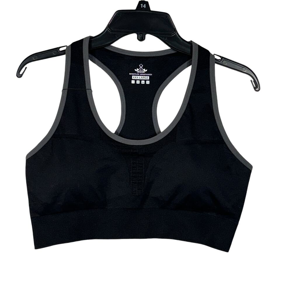 HeathYoga XXX-Large Sports Bra Racerback Padded Cups Activewear Stretch Black